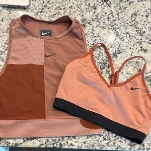 Nike Rust and Coral Colorblock Crop Tank with Coral Sports Bra